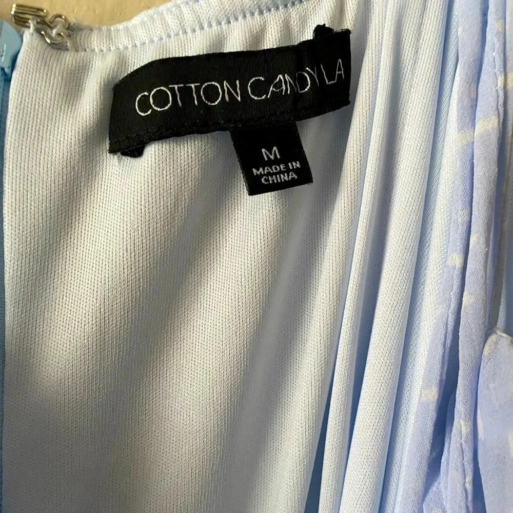 COTTON CANDY | Spaghetti Straps Chiffon Ruched Bodycon Light Blue Dress Size M - Picture 8 of 10